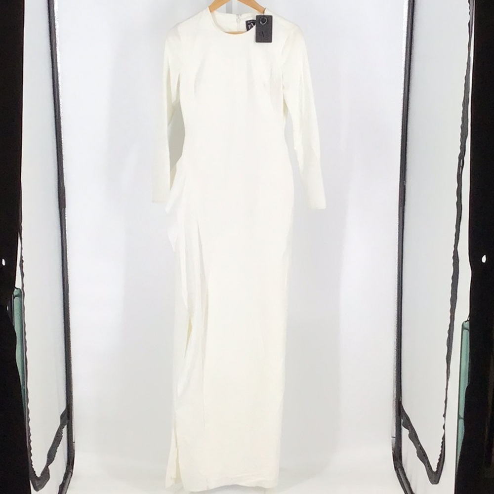 Black Halo Long Sleeve White Dress
